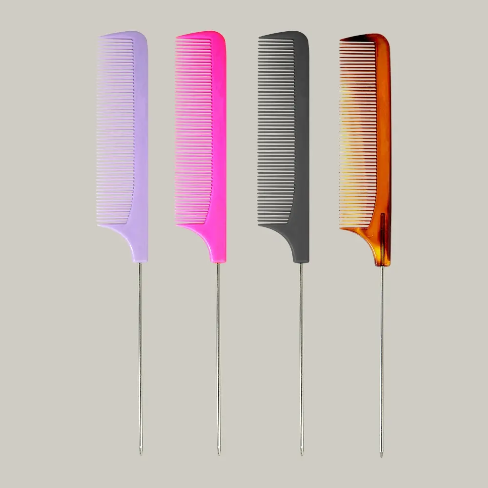 Multifunctional Stainless Steel Needle Comb Set, Perfect for Hair Design Cutting Exfoliation, Salon Home Use, Vibrant Colors Available, Hair Styling Combs