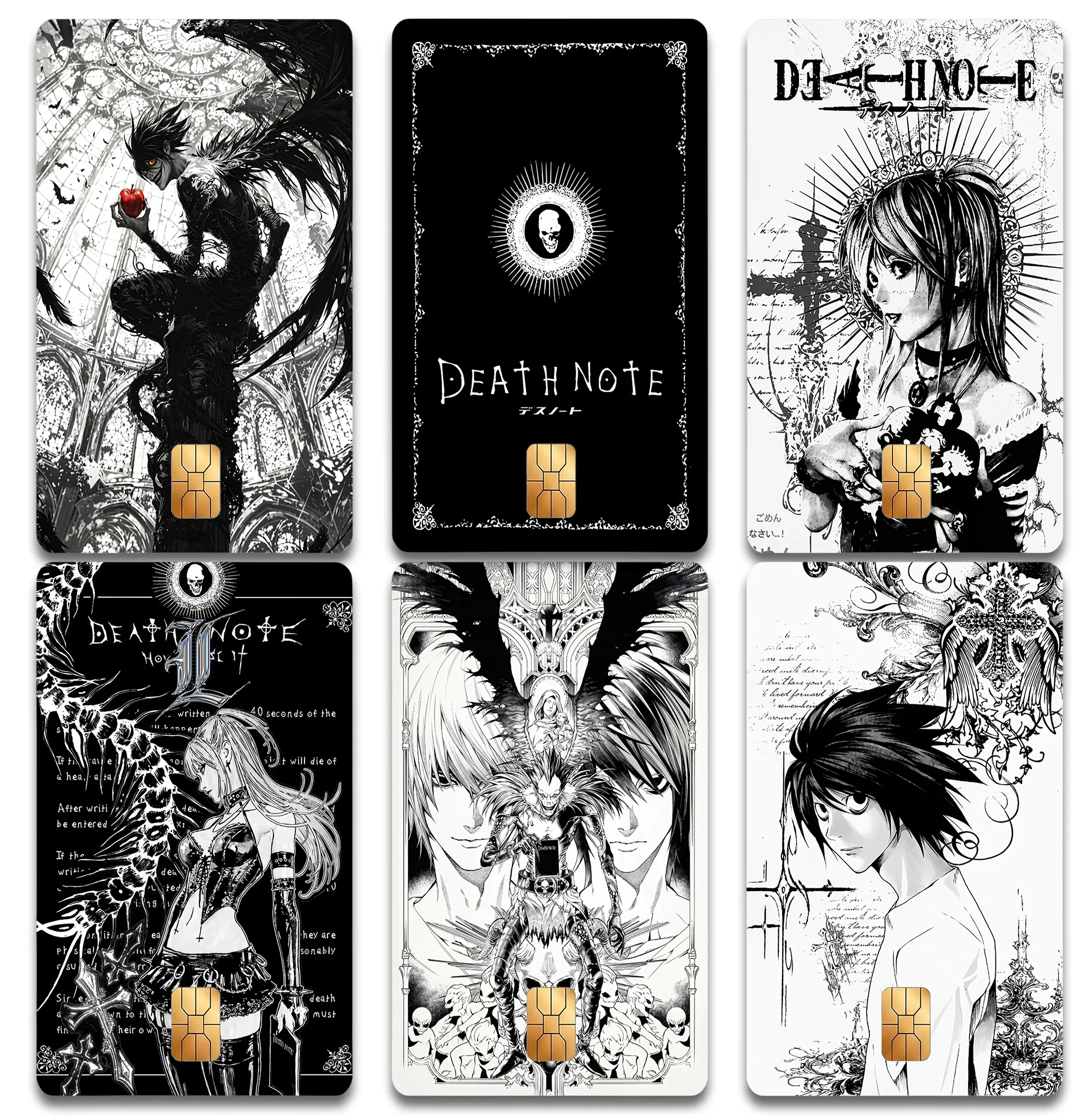 Death Note Anime Credit Card Sticker Cover | Light L Ryuk Character Inspired Vinyl Decal | Dark Gothic Manga Fan Art Gift for Teens Boys & Girls