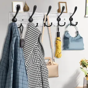 Wall-Mounted Wooden Coat Rack, Real Wood Pine Wall Hook Holder with 8 Triple Hooks, Ideal for Hanging Coats Hats and Jackets, Wall Mount Organizer, Storage Hooks