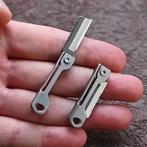 Stainless steel square head mini folding knife emergency carry-on disassembly express unboxing knife keychain pendant portable pocket
