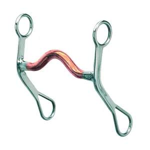 Weaver Leather Curb Bit - 5-1/2" Copper Medium Port Mouth, 6" Stainless Steel Cheeks