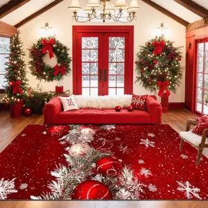 Christmas Velvet Rug, Soft Comfortable Home Decor Carpet, Living Room Large Mat Sofa Cushion Doorway Pad Coffee Table Cover Bedside Blanket, Home Decorative Rug