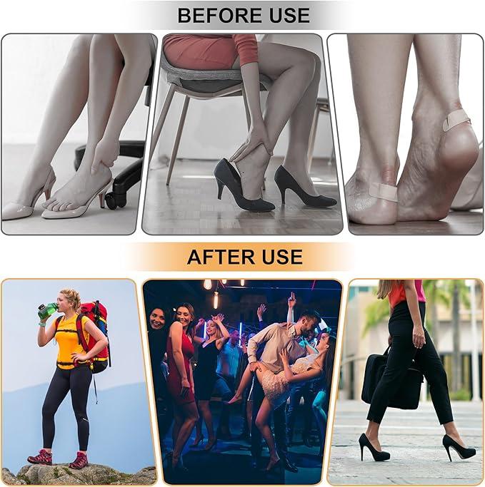 Heel Pads for Shoe That are Too Big, Inserts for Women, Heel Grips for Womens Mens, Protectors Cushion Liners for Blisters Loose Shoes, Comfort Fillers (BeigeBlack 4Pairs)