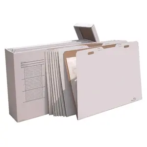 Advanced Organizing Systems Stackable Vertical File Box (47x12x34 in.) - Office Storage Holder, Desk Organizer with 8 Labelled Manila Folders for Office Supplies