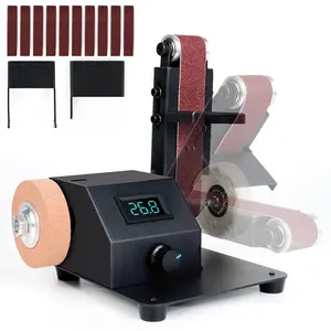 Mini Belt Sander, 350W Electric Sander, 1.2x15in Belt Bench Grinder Comes With 10 Pieces of Sanding Belts Sandpaper Polishing Wheel