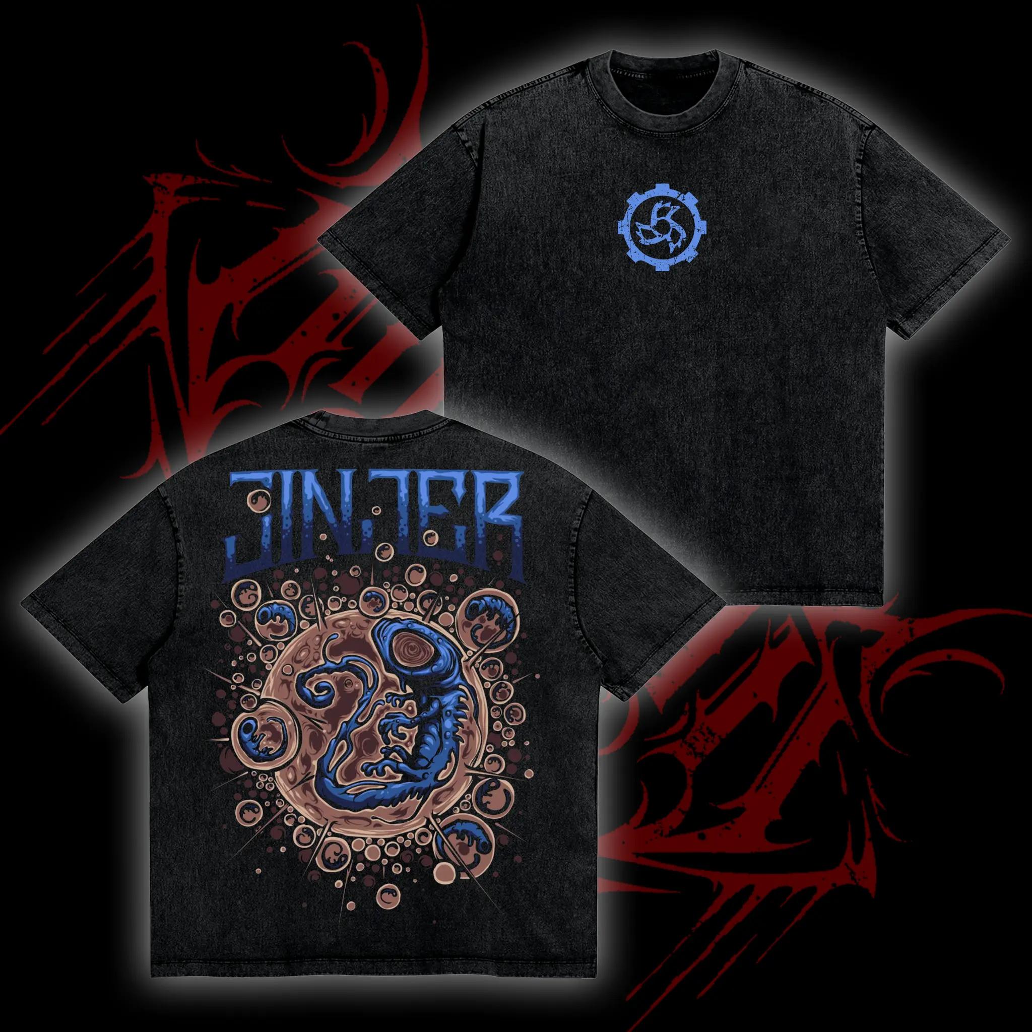Retro Limited JINJER "Embryo" Album Oversized Wash Tee, Heavy Progressive Metal Band Rock Tour, Heavy Metal Band Merch Trending 90s Graphic Tee, Unisex Oversize Rock Band Washed Heavyweight Cotton T-shirt, Gift For Rock Music Lovers