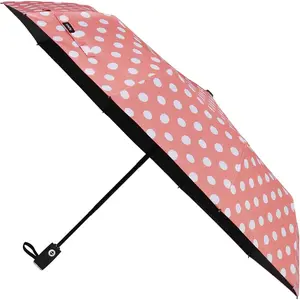 Cute Polka Dots Large Travel Umbrella for Rain & Sun, 46" UV Protection Auto Open Close Waterproof Folding Umbrella Windproof Compact Umbrella