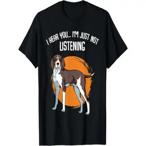 1pc Men'S Cotton T-Shirt with Treeing Walker Coonhound Print - Casual Sports Tee with "I Hear You I'm Just Not Listening" Slogan, Crew Neck, Short Sleeve, Knit Fabric, Slight Stretch, Regular Fit for All Seasons y2k  graphic tee men's t shirts