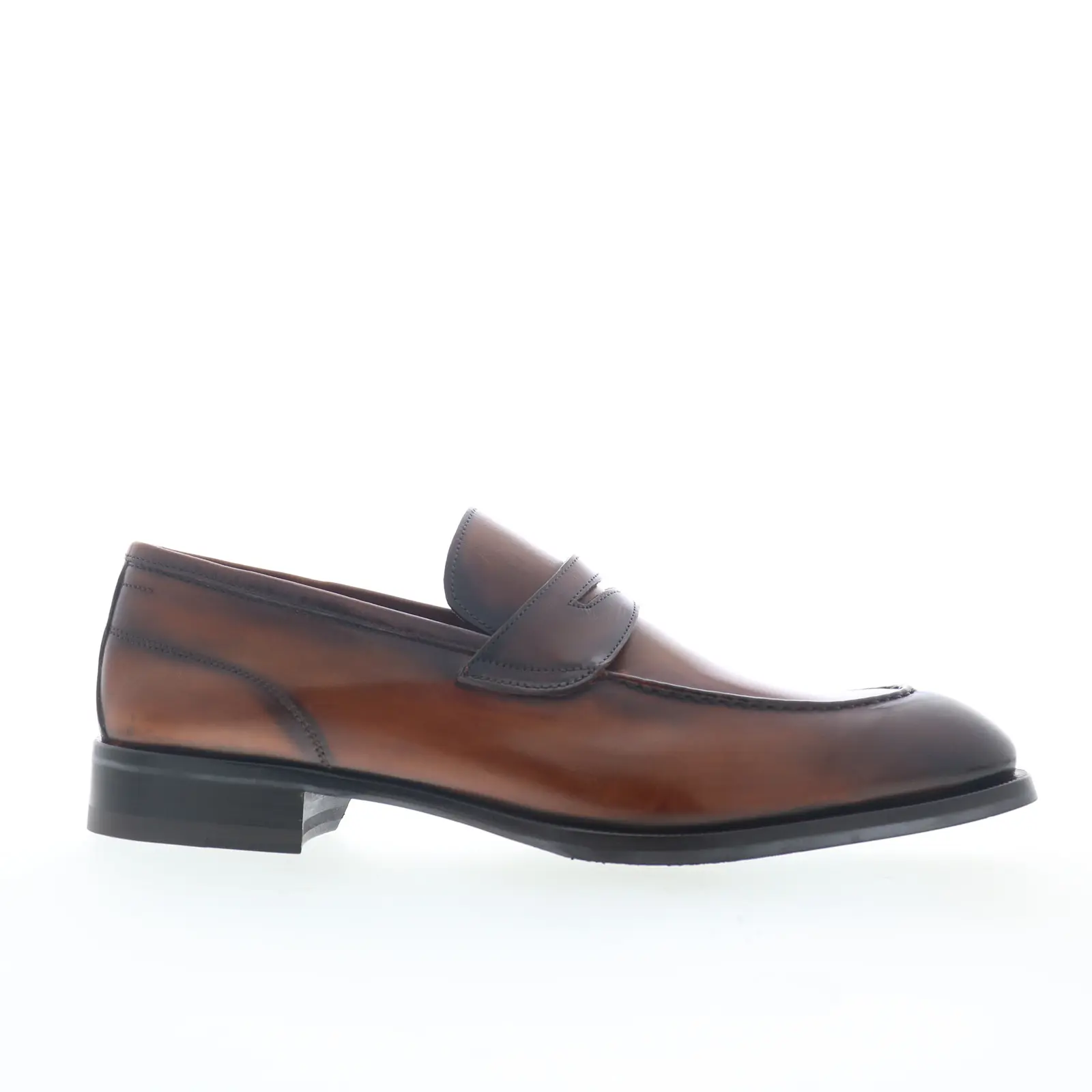 Di Bianco Brera Calf Mens Brown Leather Loafers & Slip Ons Penny Shoes