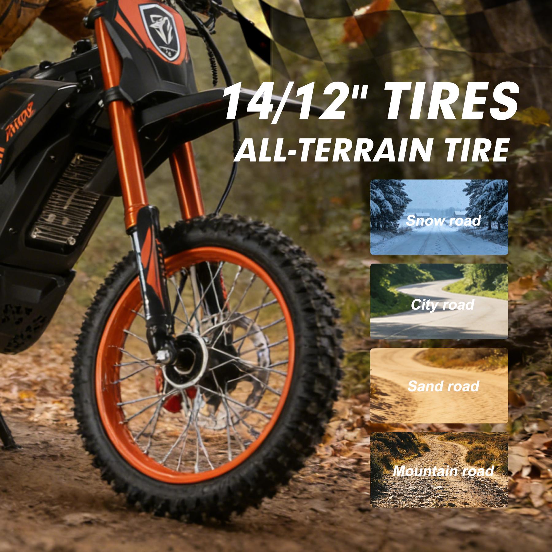 Mankeel&Farkas S1 Electric ebike, 34MPH Max Speed, 40 Miles Range, 3 Gears Throttle Mode, Double Suspension & Dual Hydraulic Brake, 14''/12'' All-Terrain Off-Road Tires, Off-Road Electric Ride, Perfect Gift for Adults Teens