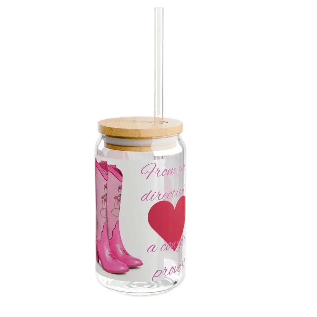 16oz Sipper Glass with Cowgirl Design - Perfect Gift for Wedding Parties & Iced Coffee Lovers