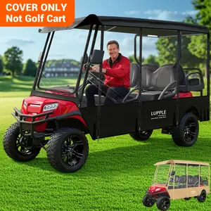LUPPLE Golf Cart Enclosure fit for Club Car 6 Passenger 122.05in Extended Roof, 6 Seater Driving Rain Cover with 4-Sided Roll-up Zipper Door Waterproof Windproof