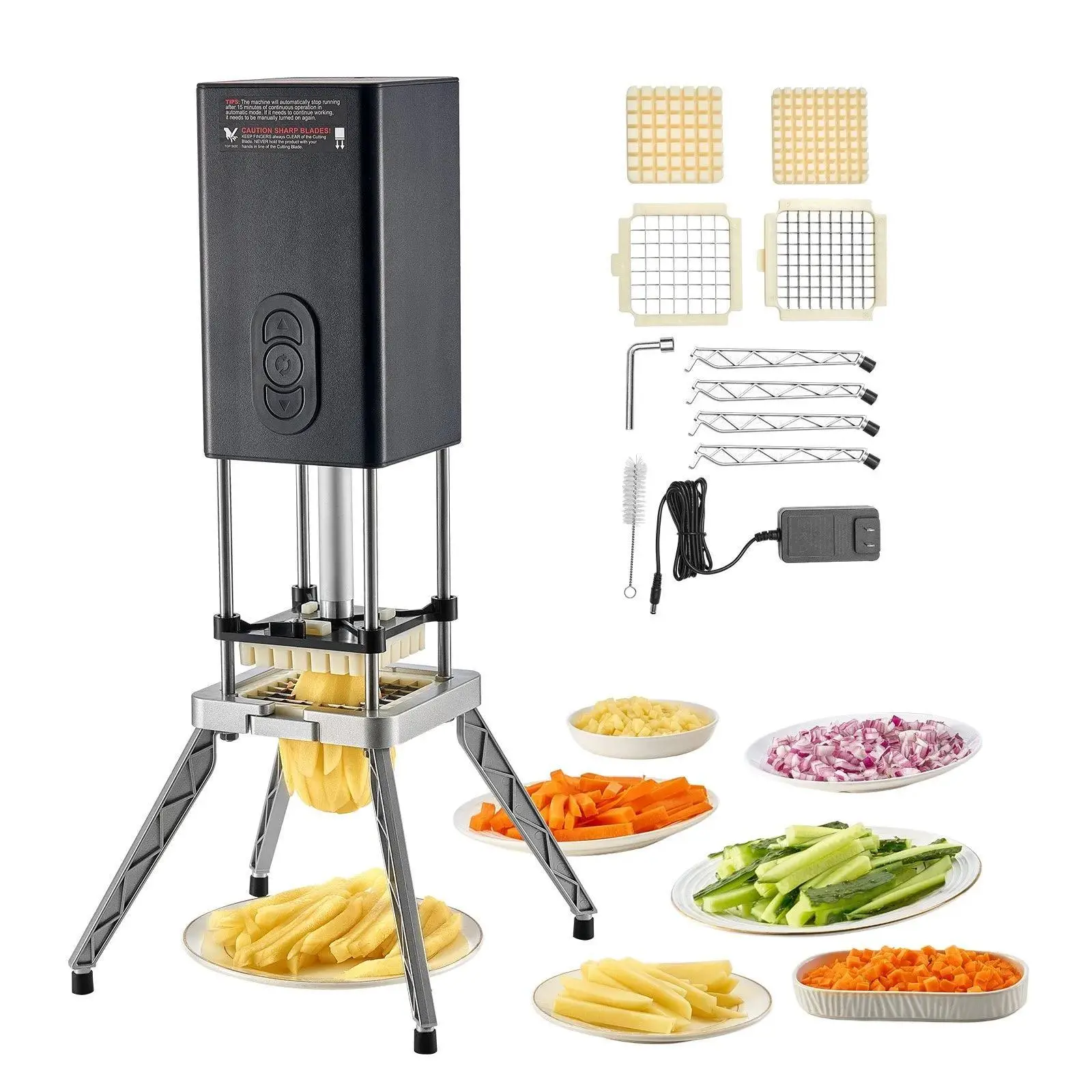 【Summerfinds】VEVOR Commercial French Fry Cutter - Stainless Steel Kitchen Shredder, Vegetable Cutting Slicer with 2 Replacement Blades (1/2-in, 3/8-in) for Potatoes, Sweet Potatoes, Restaurants & Home Kitchen