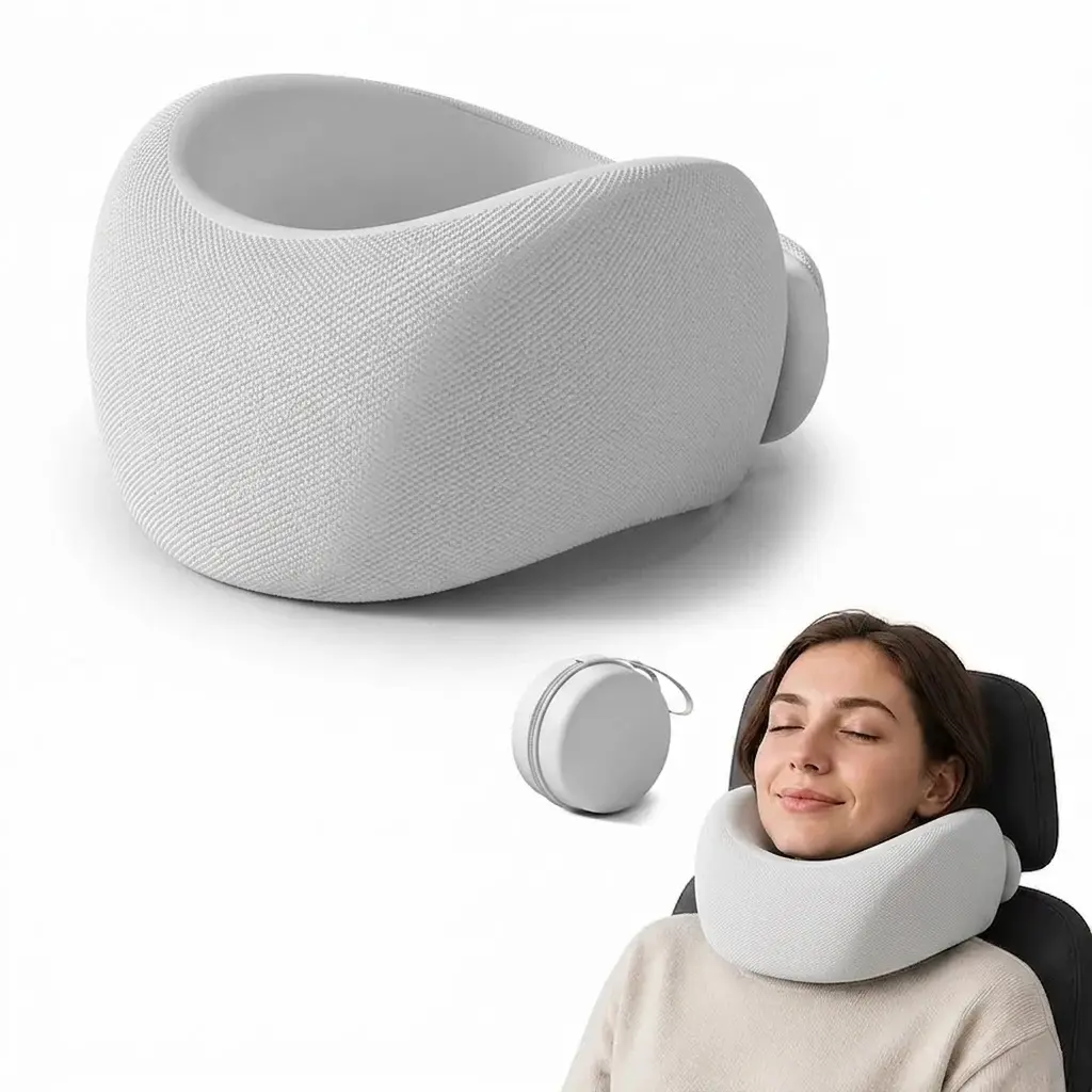 [Back to School]Travel Neck Pillow, Neck Cushion for Travel, Comfortable Memory Foam Neck Pillow, 360° Surround Support Travel Nap Pillow with Storage Bag