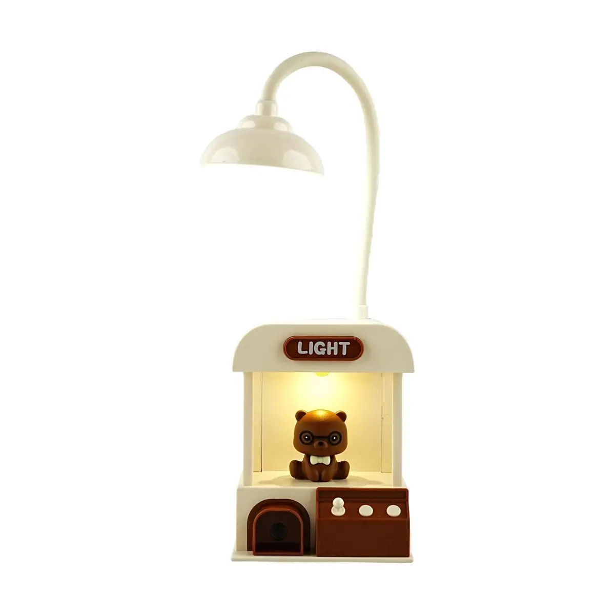 Golden Lion Cute Bear LED Table Lamp - USB Rechargeable Cream Color Night Light