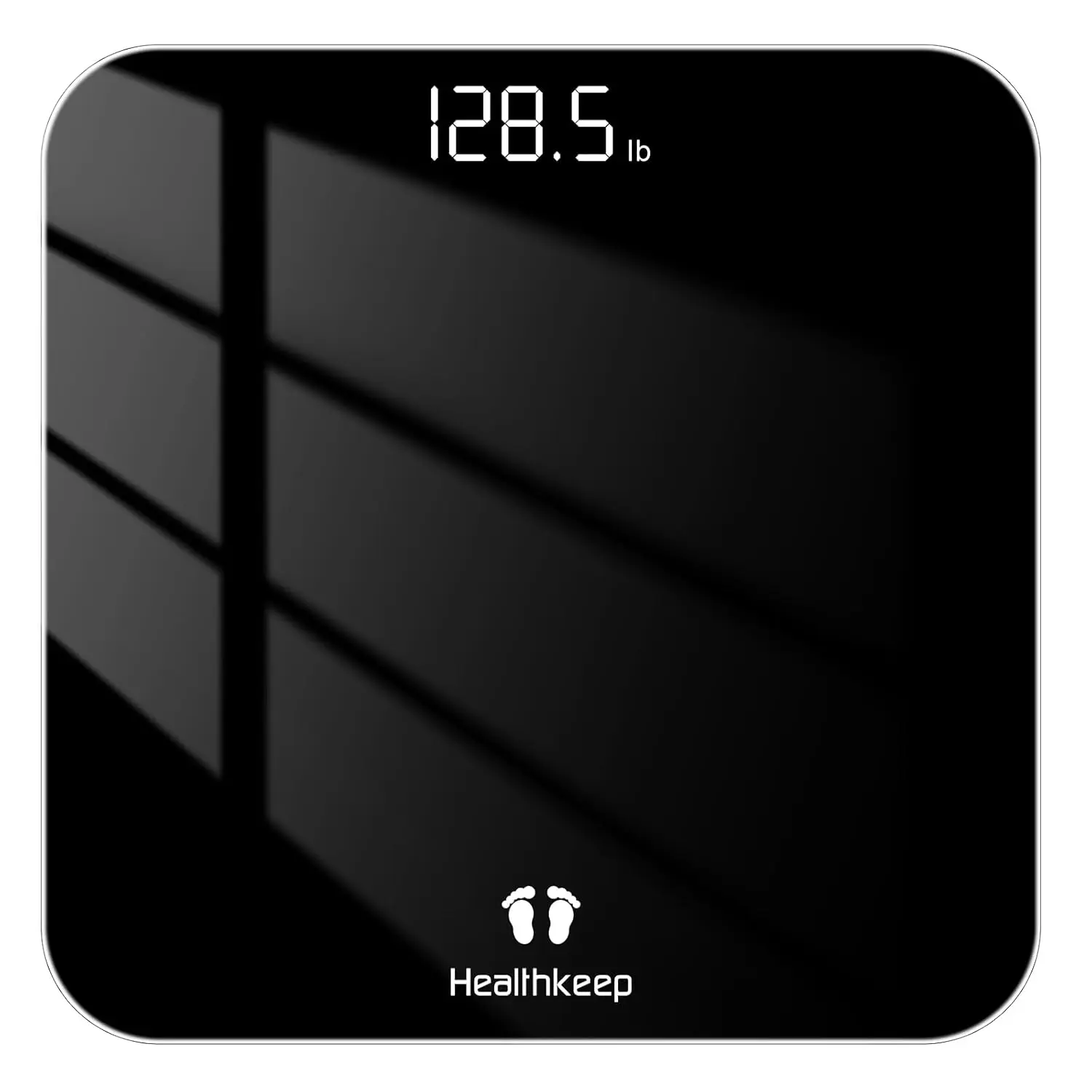 Digital Bathroom Weighing Scale for Body Weight, 4-Sensor High-Precision Accuracy, LED Display, 400lb/180kg Capacity, Safe Rounded Corners, Batteries Included