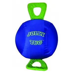 212 MAIN Horsemens Pride Jolly Tug 14-Inch Blue Inflatable Ball, Tough Cordura Nylon Horse Toy, JT14-BL