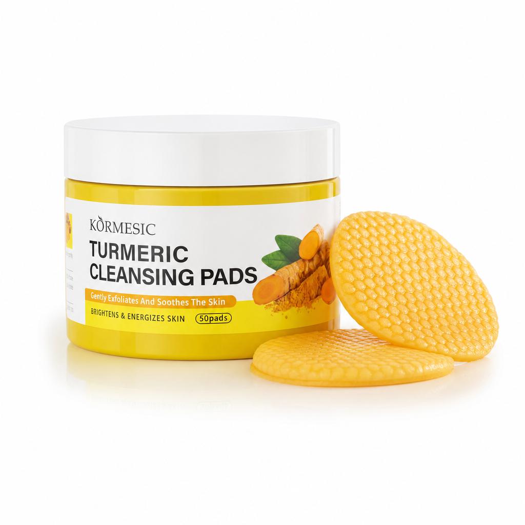 Turmeric Exfoliating Cleansing Pads with Salicylic Acid, Gentle Soothing Facial Pads for Pore Refining, Skin Radiance Boosting, Daily Skin Care for Dull & Acne‑Prone Complexion, 50 Pads Per Jar Skin Repair Facial Wash