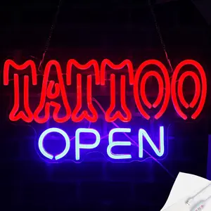 Retro Street Style Tattoo Open Neon Lights, Neon Sign, Eye-Catching Cool Colors, Suitable for Tattoo Parlors & Room Decorations, Perfect Gift