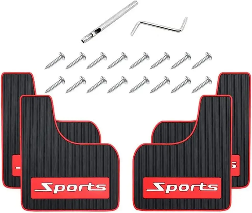 4-Count Universal Soft Rubber Mud Flaps, Front and Rear Fender Splash Guards, Car Exterior Accessories (Car Accessories Included)