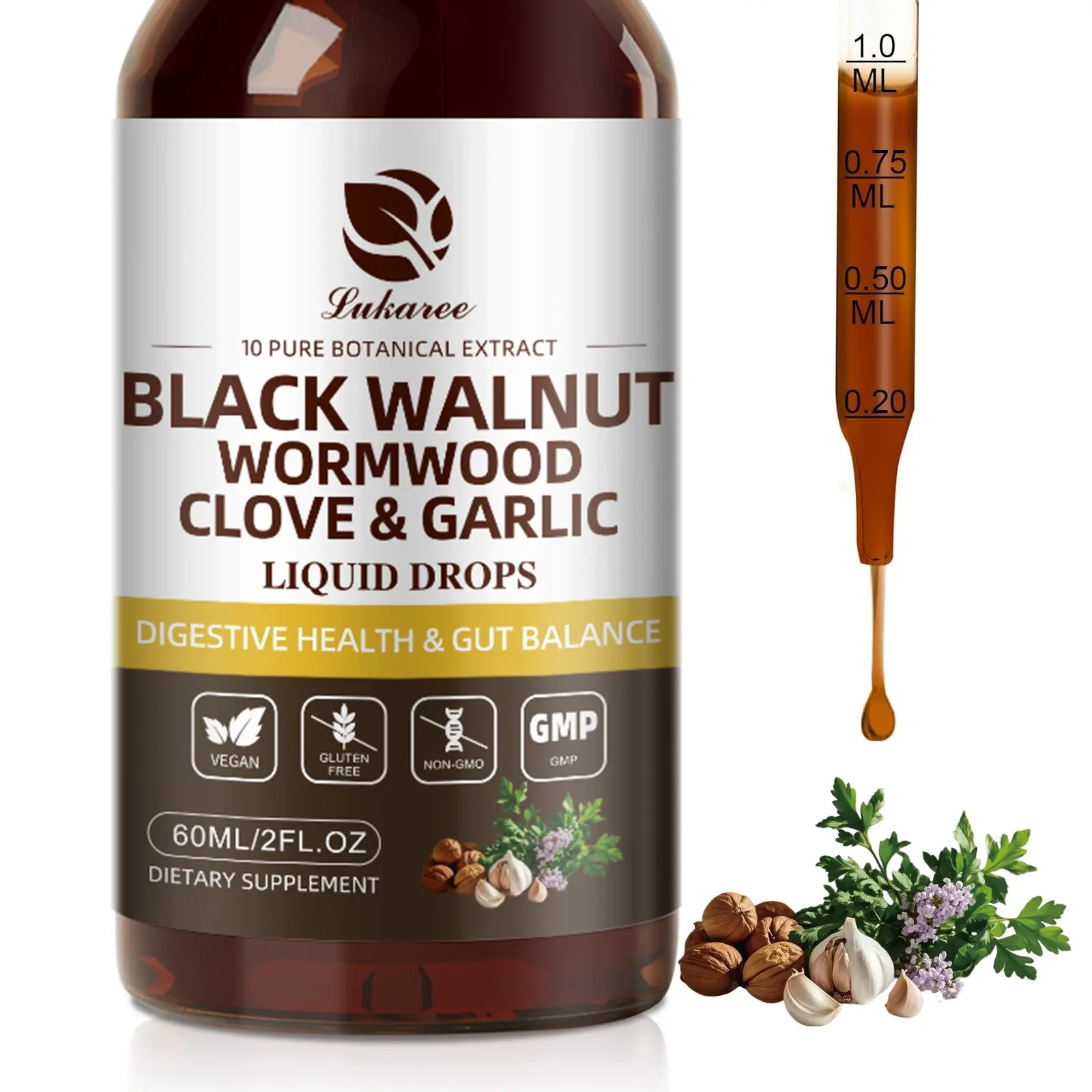 Parasite Cleanse Tincture/Extract-Wormwood, Black Walnut Hull, Clove, 2 fl oz