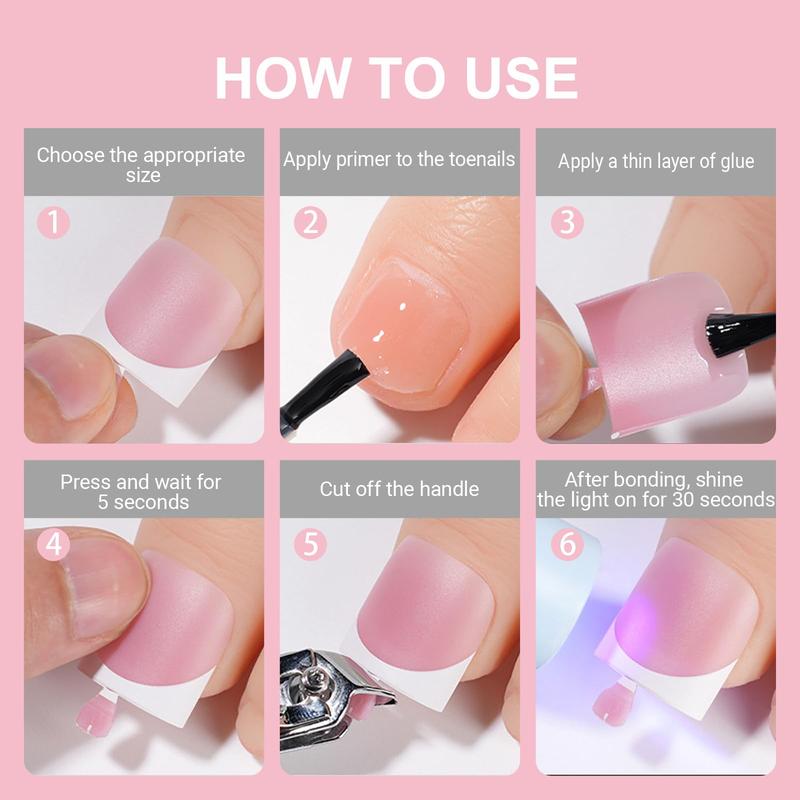 Black French Tips Toe Press On Nails, 150pcs Square Pre-Designed Soft Gel Thick False Toenail Extension, Berry Pink Full Cover Acrylic for DIY 15 Sizes