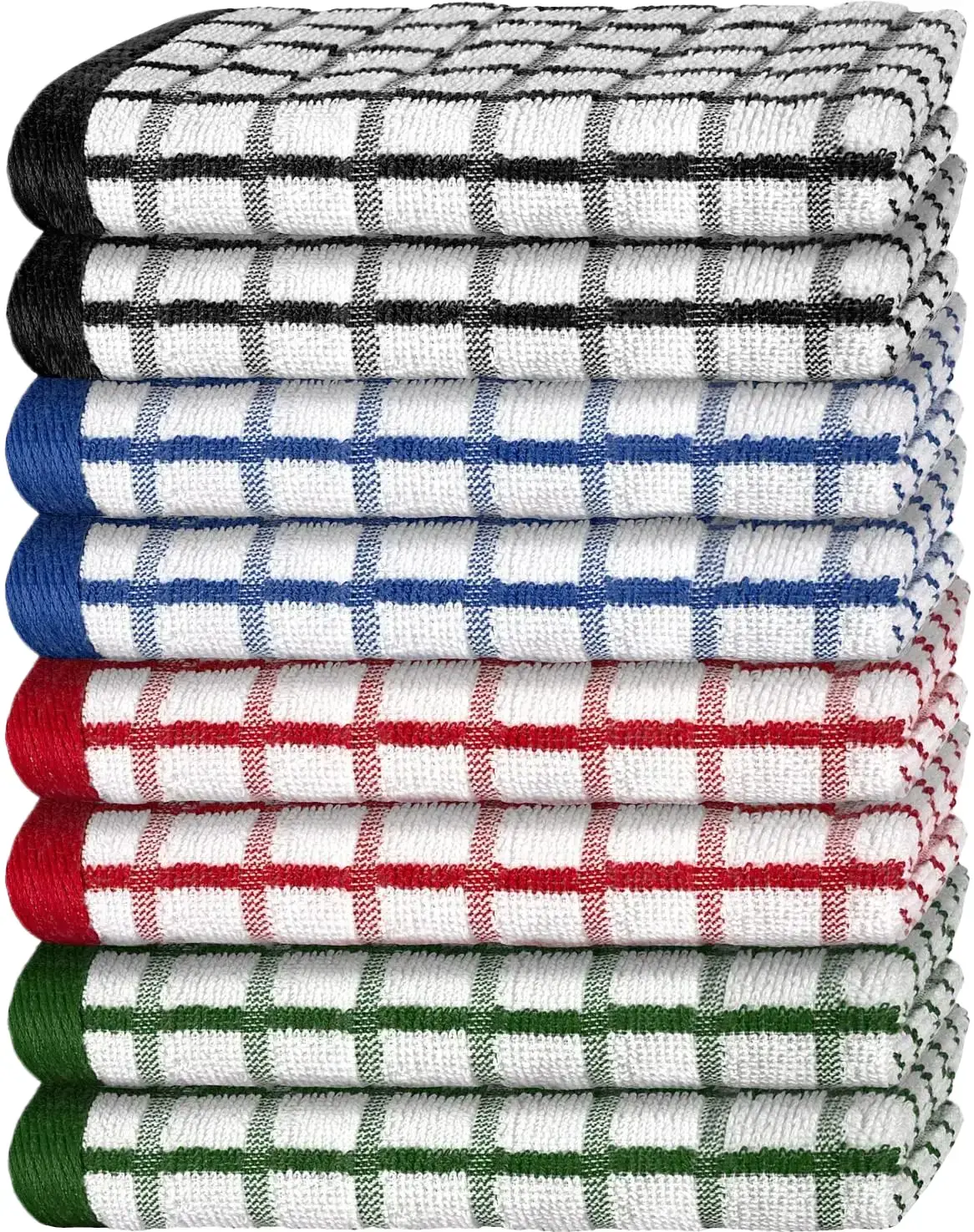 White Classic Premium Dish Towels for Kitchen, with Hanging Loop [8 Pack] Heavy Duty Absorbent 100% Cotton 410 GSM Terry Kitchen Towels, 16x26 (Multi)