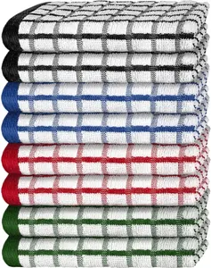 White Classic Premium Dish Towels for Kitchen, with Hanging Loop [8 Pack] Heavy Duty Absorbent 100% Cotton 410 GSM Terry Kitchen Towels, 16x26 (Multi)