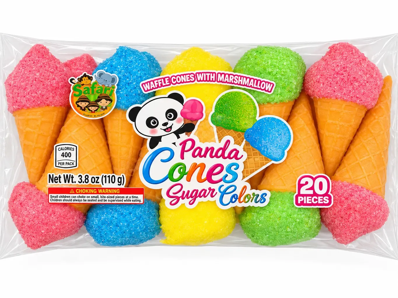 Safari Panda Cones Sugar Colors Marshmallow Sweet Candy