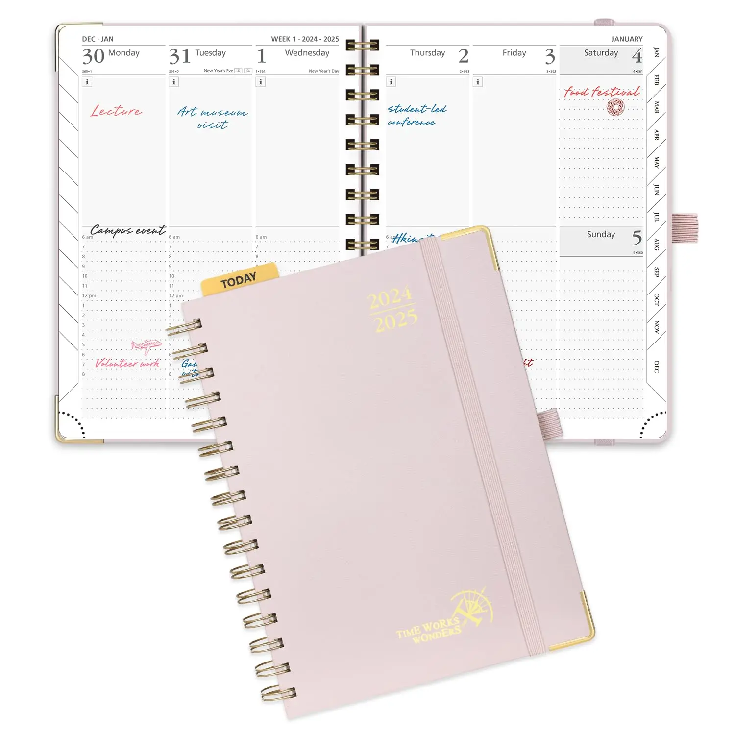 Planner 2024-2025, Academic Planner(July 2024-June 2025) Daily Weekly and Monthly with Hourly Time Slots, 6.25'' x 8.5'', Hard Cover, Wirebound, Tabs, 100 GSM