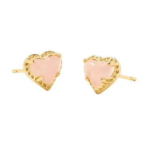 Kendra Scott Anna 14K Gold Over Brass Stud Earrings - Rose Quartz