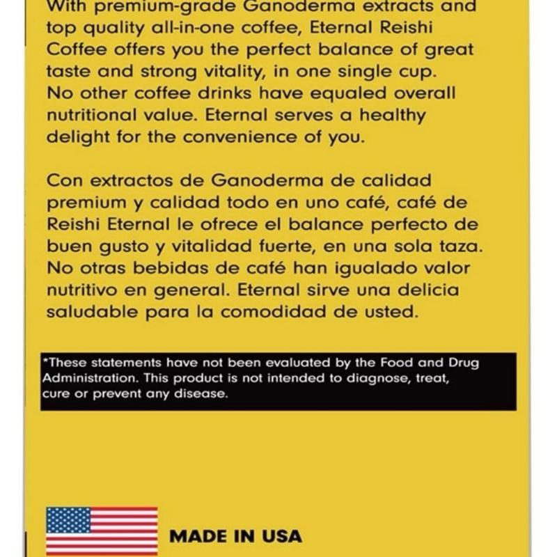 Yuri Shop Center Eternal Spirit Beauty Ganoderma Instant Coffee 4in1 Asian Beverage Sugar Flavor Natural Bean Light Roast with Reishi Mushroom Energy Boost