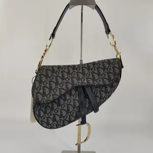 Pre-owned Dior canvas Oblique Saddle Bag Blue J0078