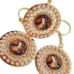 St Jude & Virgen Mary Keychains - recuerdos para Communion, Confirmación y Bautizó 12pcs Round Design with Free Bags for Baptism Quinceañera Communion Favors