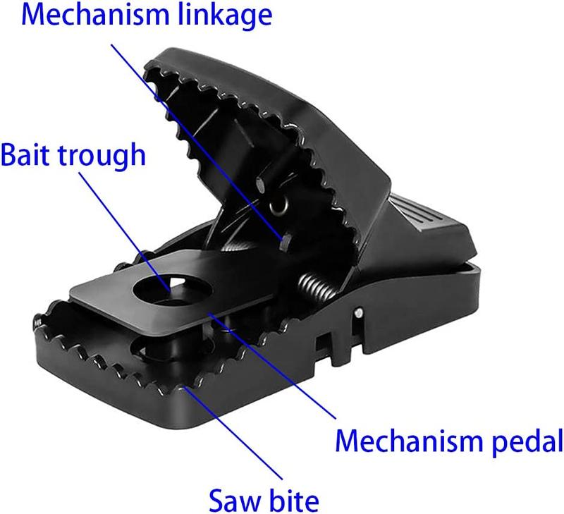 12-Pack Full Black Mouse T-R-A-P-S Reusable R-o-d-e-n-t Control Devices Quick Sanitary Safe Solution with Sensitive Trigger for Indoor Outdoor Use Durable Washable ABS Plastic S-n-a-p T-r-a-p Mechanism Hands-Free Release System