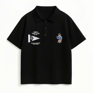 Men's Breathable Nautical Teddy Bear Graphic Polo Shirt - Fabric Comfort, Yacht Club Outfit, Everyday Casual Menswear