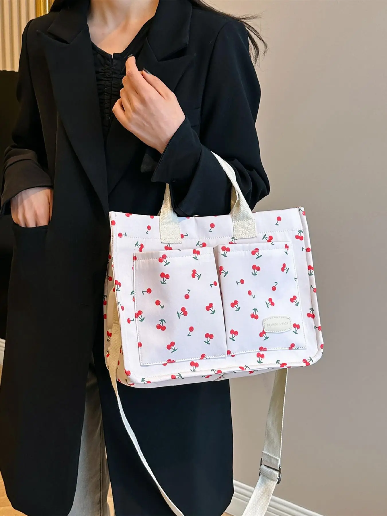 Letter Patched Summer Tote Bag for Women, Summer Must Haves, Large Capacity Everything Tote Bag, Corduroy Everyday Shoulder Bag, Travel Essentials