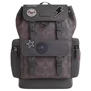 COACH Sprint 29 Monogram Patch Leather and Fabric Backpack for Men in Gray Bronze