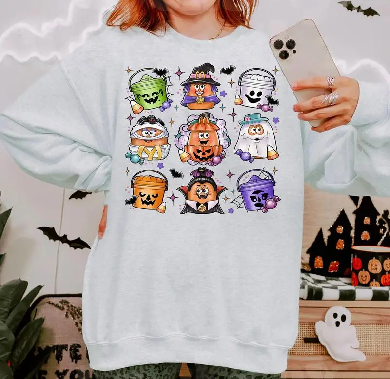 Spooky Nuggets Meal Bucket Sweatshirt, Halloween Chicken Nuggets Shirt, Funny Halloween T-Shirt, Trendy Halloween Sweatshirt, Spooky Season Shirt, Halloween Party Sweater  Unisex Cotton