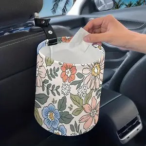 Flower Pattern Car Trash Can, Car Headrest Hanging Dustbin, Car Accessories for Women, Car Interior Garbage Organizer, Car Storage Organizers, Car Seat Organizer, Car Supplies