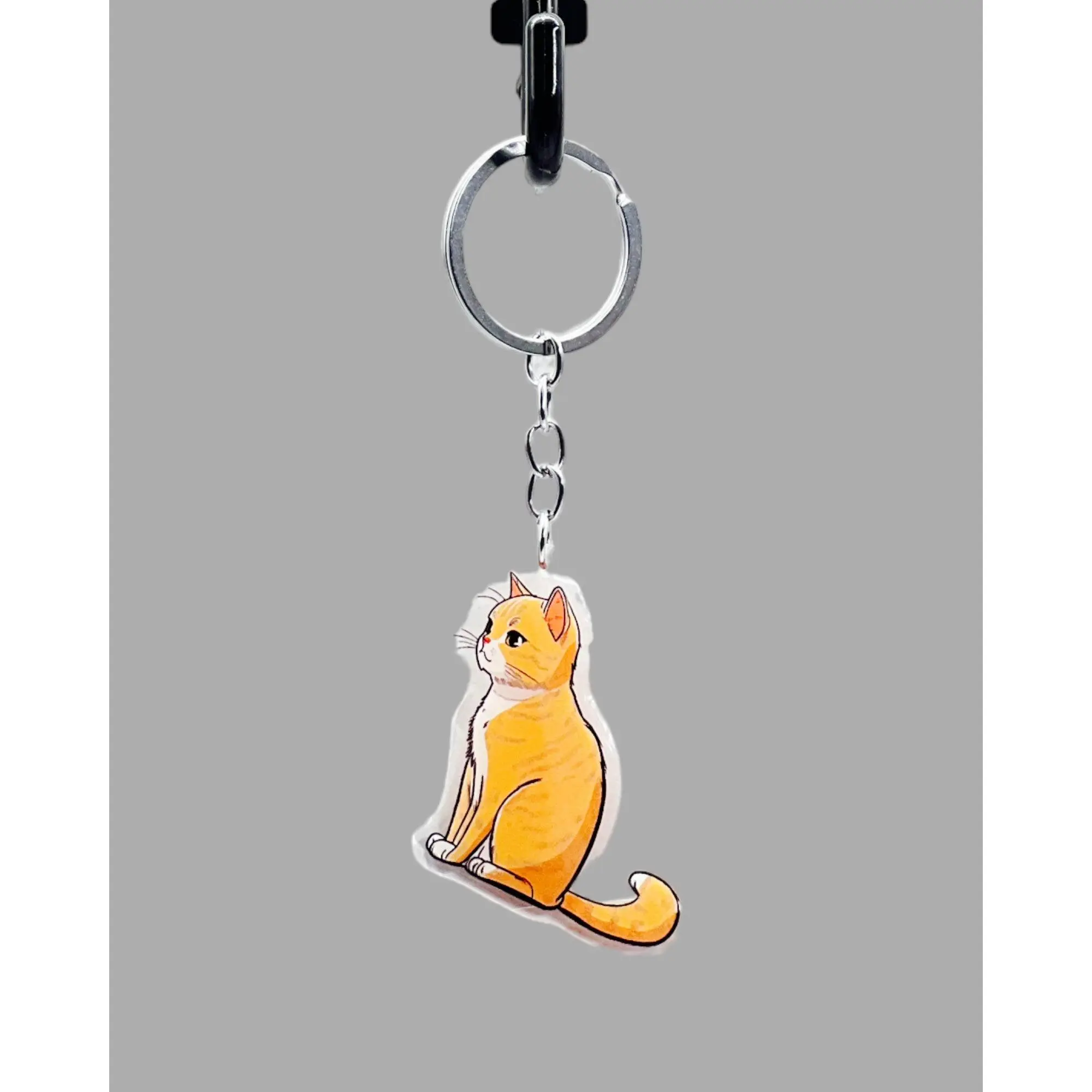 Orange Tabby Cat Acrylic keychain, Cute kawaii memorial ornament, pet portrait charm gift backpack fob, dad car décor, first day of school gift