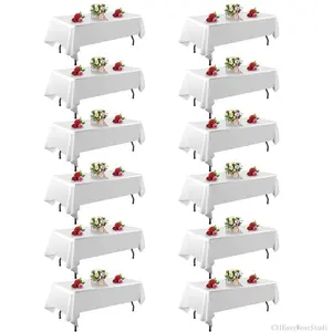 6/10 Pack White 102 x 60 In Tablecloths – Fit 4 - 8 foot Rectangle Tables |     Stain & Wrinkle Resistant |     Washable Polyester Table Covers for Wedding, Party, Dining, Tablecover, Decoration, Ornaments, DecorC31EasyWearStudio