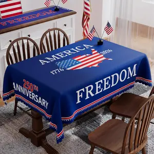250th Anniversary America Tablecloth Rectangle 60X84 Inch, Washable USA 4th of July Tablecloth 250 Anniversary Decorations Waterproof Memorial Day 250 Years of Freedom 1776-2026 Patriotic Table Cloth