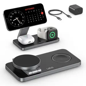 3-in-1 Foldable Magnetic Wireless Charger Stand For Apple iPhone 16 15 14 Pro Max Watch AirPods, 25W Fast Charging Station With Adjustable Angles, Slim Portable Desk Organizer, Aesthetic Room Decor Tech Gadget Gift