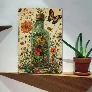 Vintage Botanical Aluminum Wall Art for Living Room Home Office Bar Decor Vintage Floral Print Easy to Hang Holiday Gift for Halloween Christmas New Year