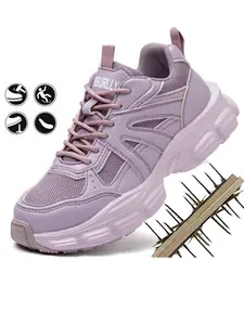 Women's Breathable Lightweight Safety Shoes, Anti-Slip Work Protection Shoes, PU Leather Upper, Eva Sole, Less Than Ankle Height