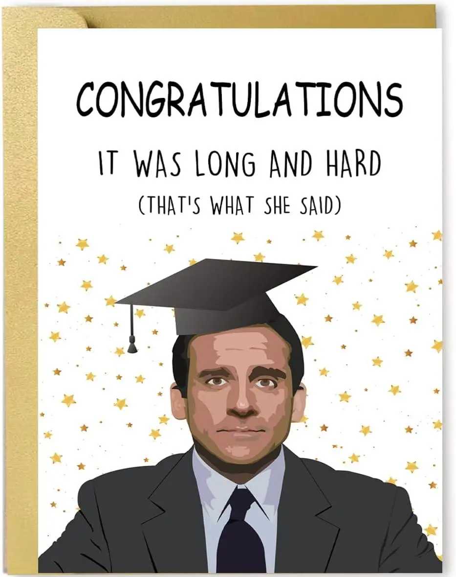 Happy Graduation Card for Him Her, Congratulations Graduate, Michael Scott Card for Classmates, Funny Gifts for Graduate