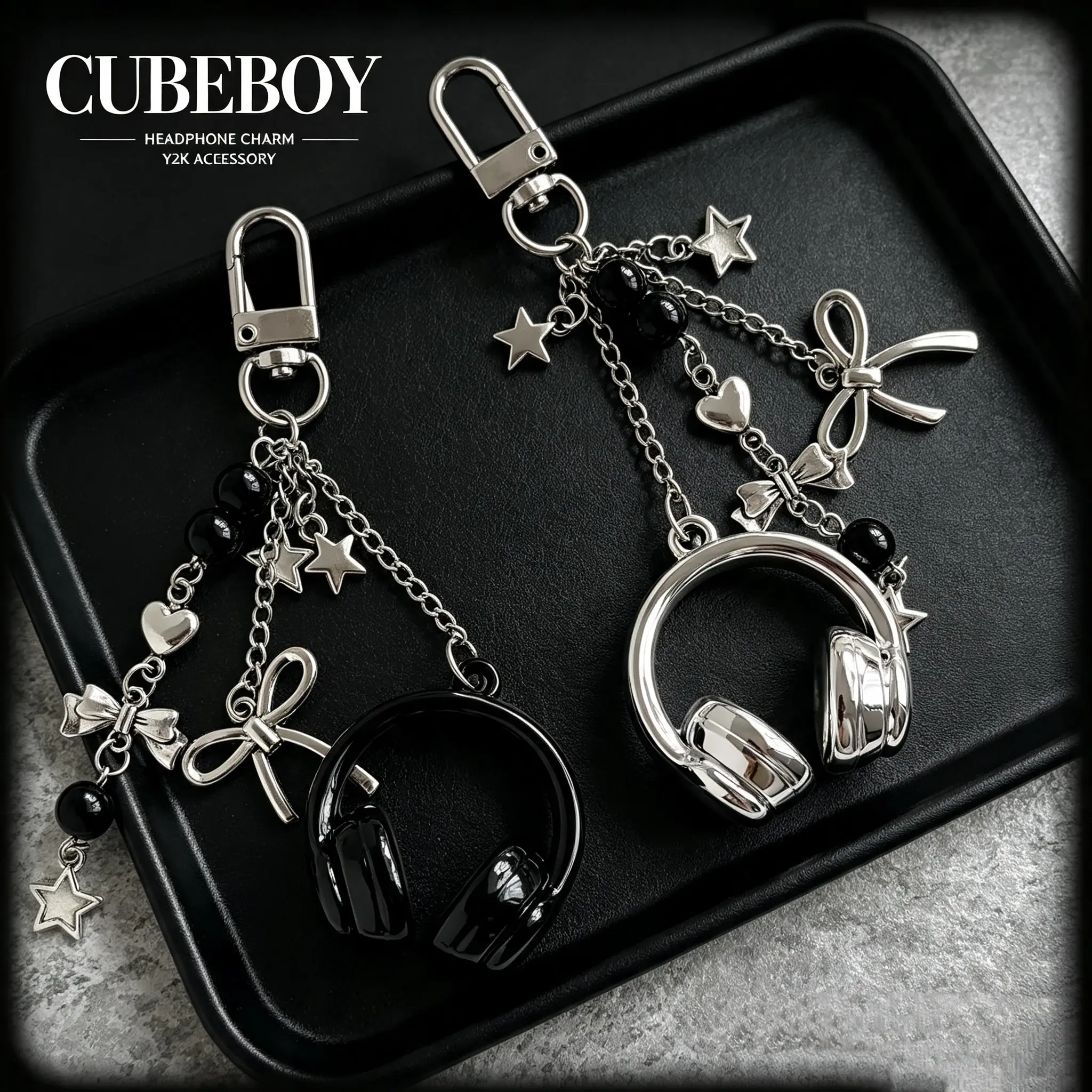 Original Ins style music headphone bag, guitar keychain bracelet, men's and women's bags, pendants, accessories, gifts