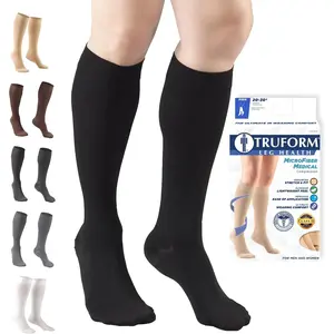 Truform 20-30 mmHg Compression Stockings for Men and Women, Knee High Length, Closed Toe, Black, X-Large (8865BL-XL)