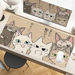 Cute Anime Cat Desk Pad Gaming Desk Accessory Gaming Mousepad XXL Mouse Pad For Laptop Desk Mouse Pad Extra Large With Non-Slip Rubber Base Stitched Edges Surface For PC Gamers Office Workers & Home Use Perfect Gift For Cat Lovers And Anime Fans